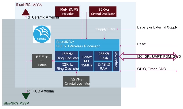 Block Diagram - STMicroelectronics BlueNRG-M2 Application Processor Modules